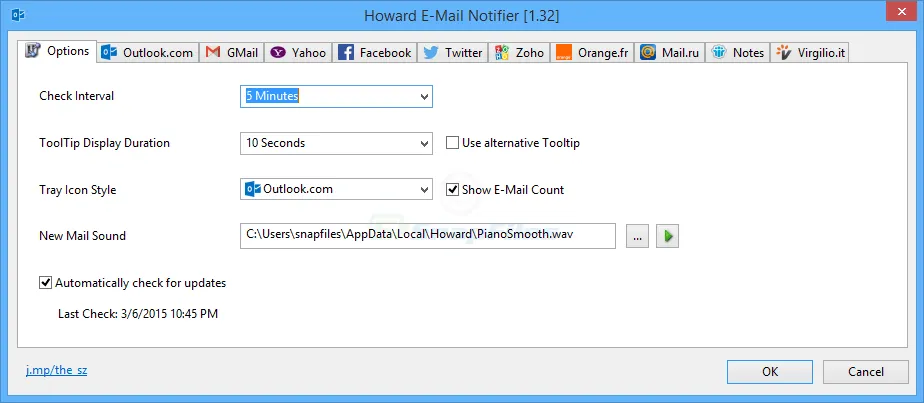 Howard E-Mail Notifier Скриншот 2