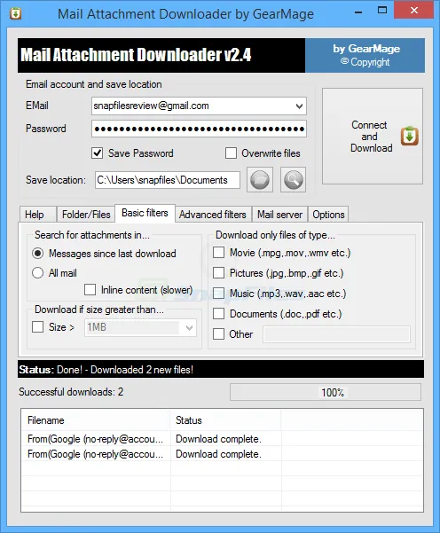 Mail Attachment Downloader Скриншот 2