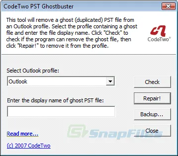 CodeTwo PST Ghostbuster Скриншот 1