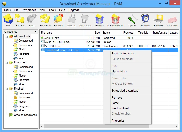 Download Accelerator Manager Скриншот 1