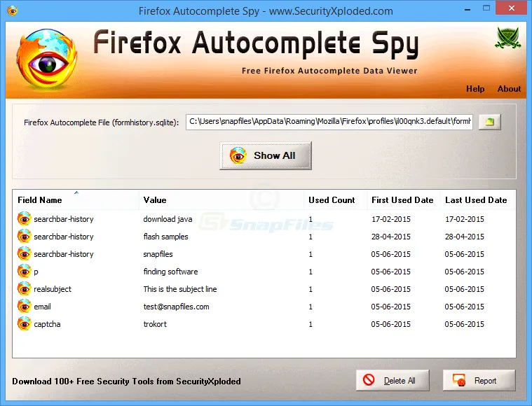 Firefox Autocomplete Spy Скриншот 1