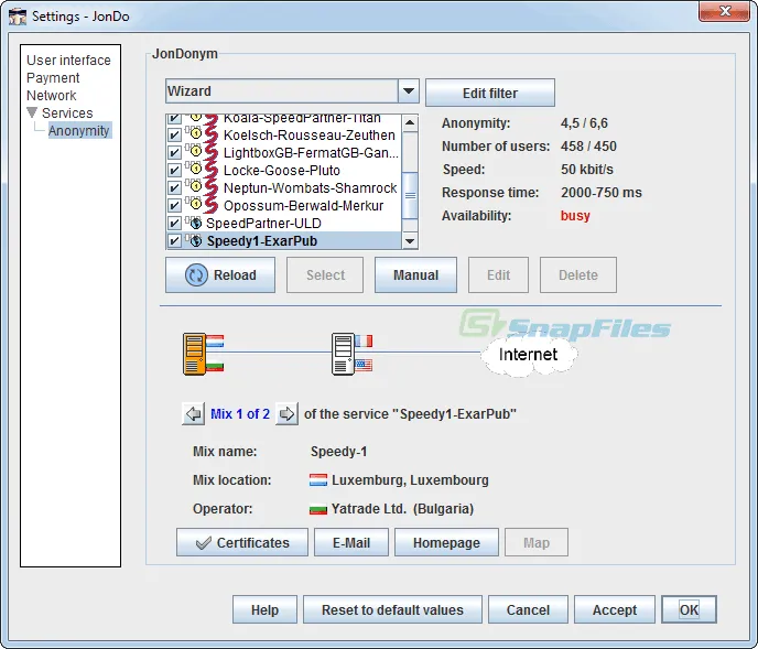 JAP Anon Proxy Скриншот 2