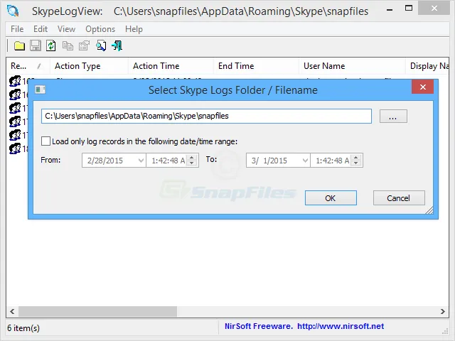 SkypeLogView Скриншот 2