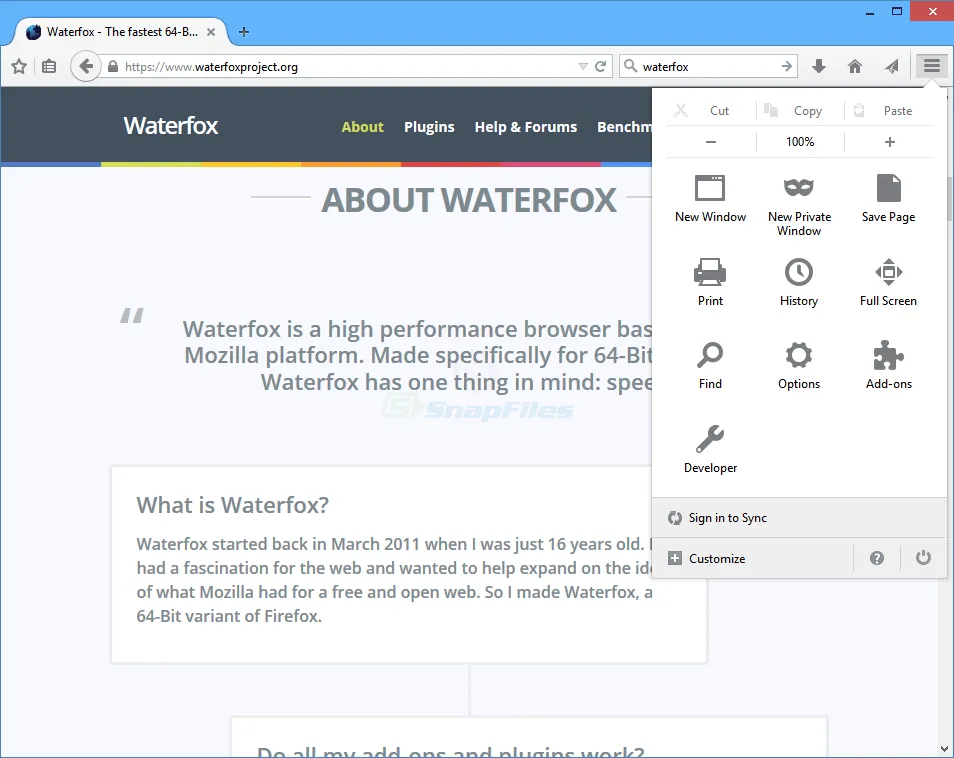 Waterfox Скриншот 2