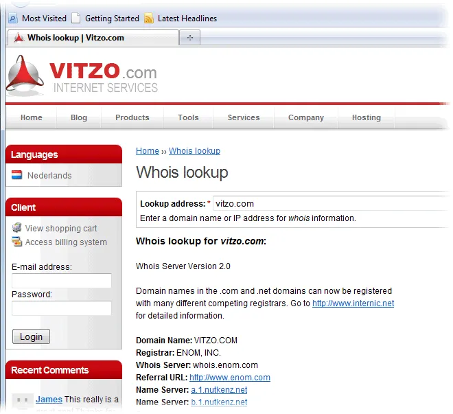 Vitzo WHOIS for Firefox Скриншот 2