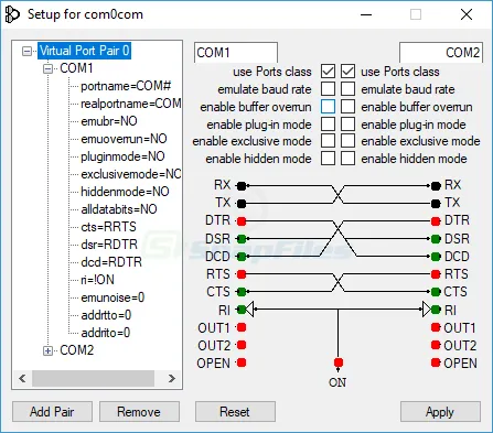 Null-modem Emulator (com0com) Скриншот 1