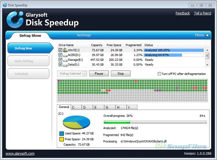 Glarysoft Disk SpeedUp Скриншот 1