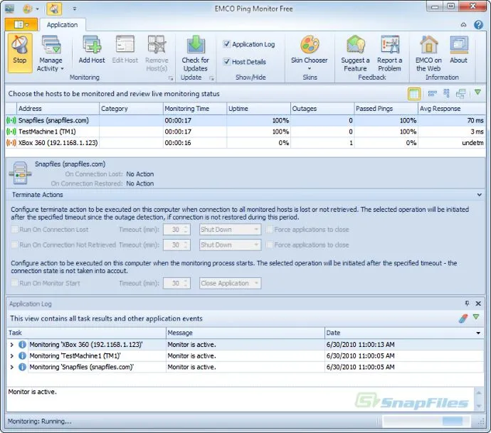 EMCO Ping Monitor (Free Version) Скриншот 1