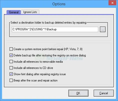 Eusing Free Registry Cleaner Скриншот 2