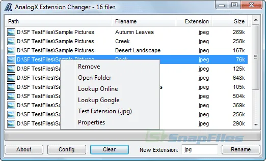 AnalogX Extension Changer Скриншот 2