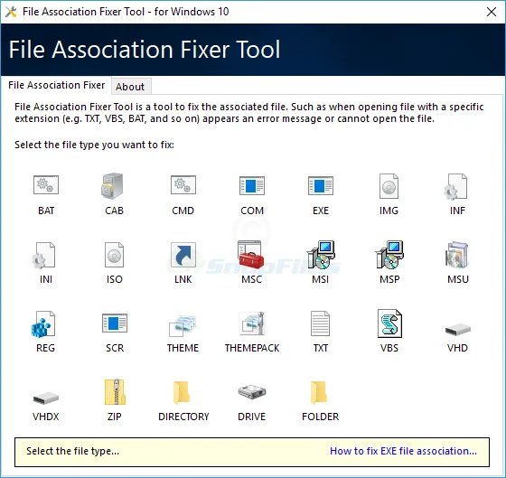 File Association Fixer Tool Скриншот 1