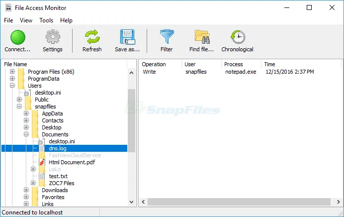 SoftPerfect File Access Monitor Скриншот 1