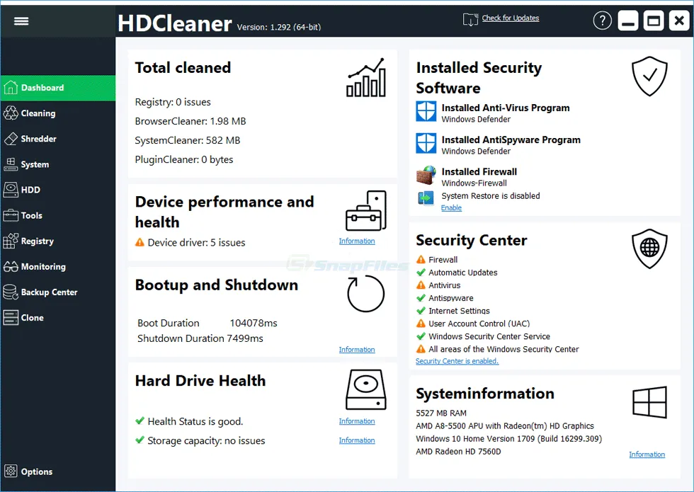 HDCleaner Скриншот 1