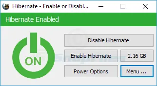 Hibernate Enable or Disable Скриншот 1