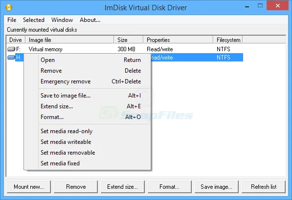 ImDisk Virtual Disk Driver Скриншот 1