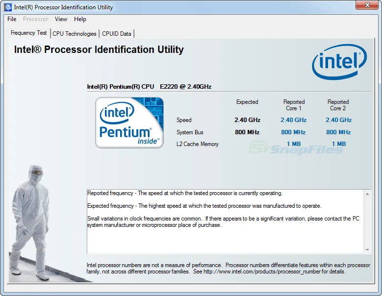 Intel Processor Identification Utility Скриншот 1