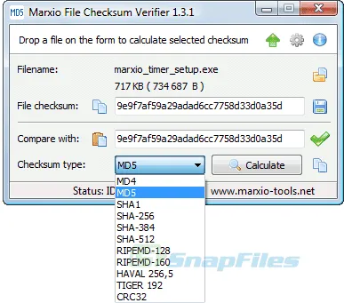 Marxio File Checksum Verifier Скриншот 1