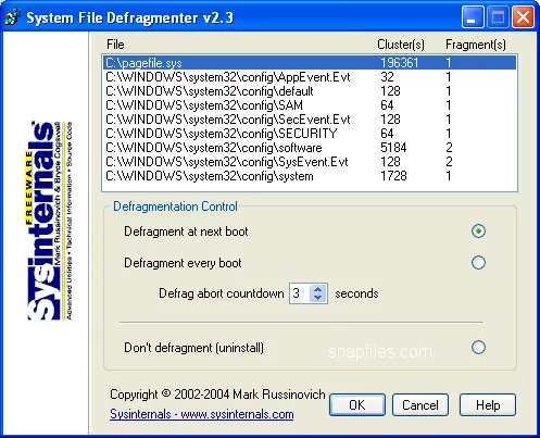 PageDefrag Скриншот 1