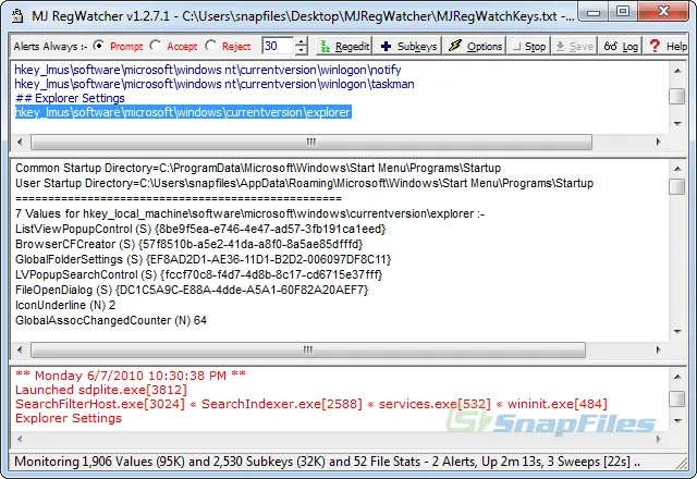 MJ Registry Watcher Скриншот 1