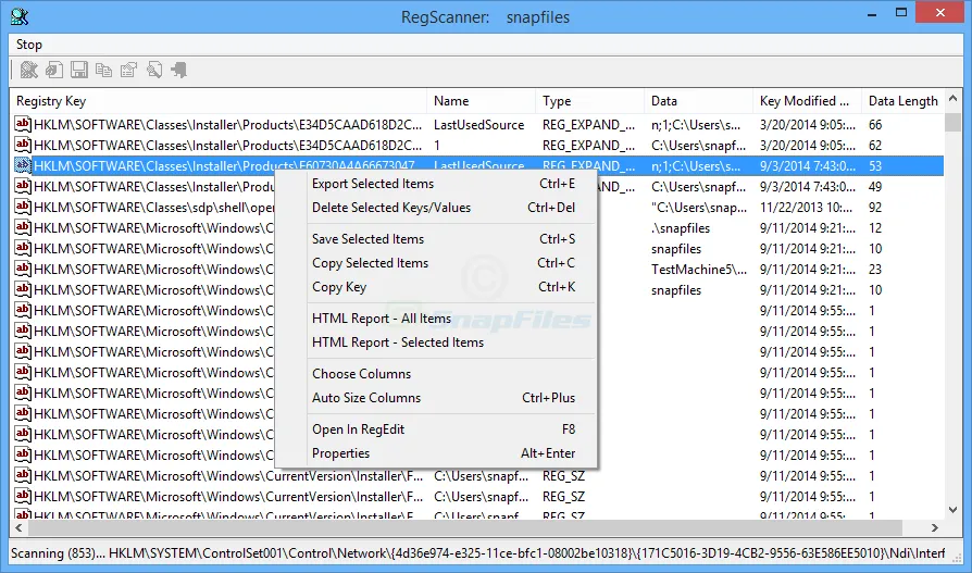 RegScanner Скриншот 1