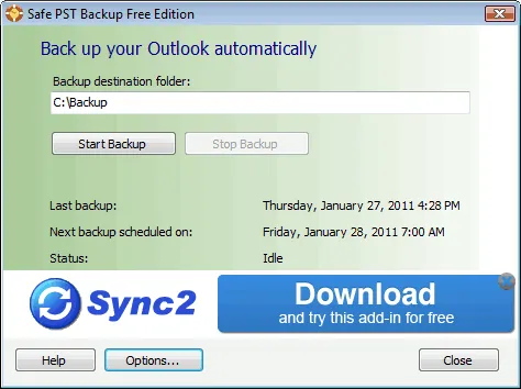 Safe PST Backup (Free Edition) Скриншот 1