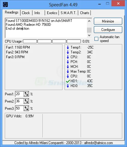 SpeedFan Скриншот 1