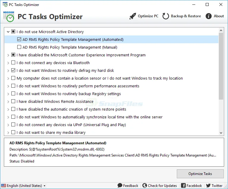 PC Tasks Optimizer Скриншот 1