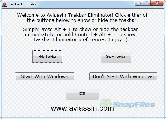 Taskbar Eliminator Скриншот 1