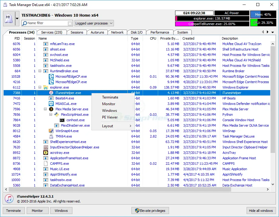 MiTeC Task Manager DeLuxe Скриншот 1