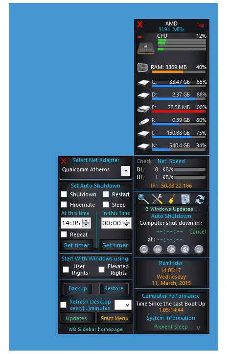 W8 Sidebar Скриншот 2